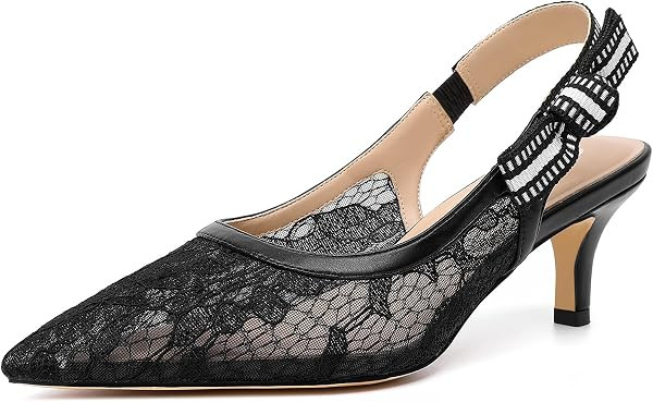 RIBONGZ Sexy Slingback Pumps Elegant Dressy Heels for Women Closed Toe Pointy High Heels Wedding ... | Amazon (US)