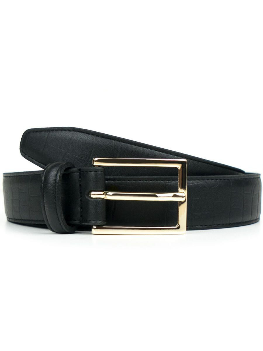 Will's Vegan Shop - Luxuriöser Gürtel, 3 cm Schwarz Gold Damen | Avocadostore | Avocadostore DE