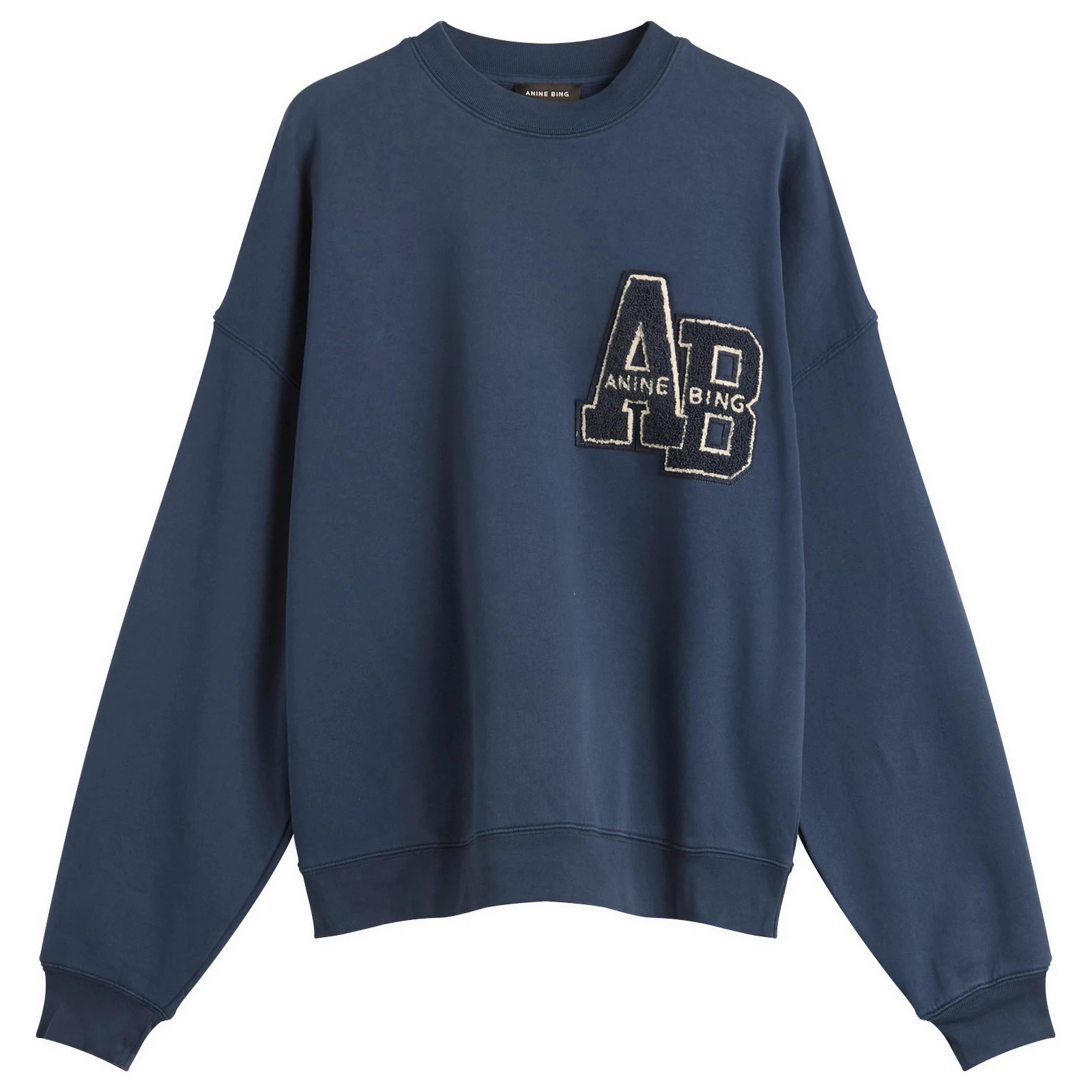 Anine Bing Women's Miles Oversized Letterman Sweatshirt in Dark Blue, Size Large | END. Clothing