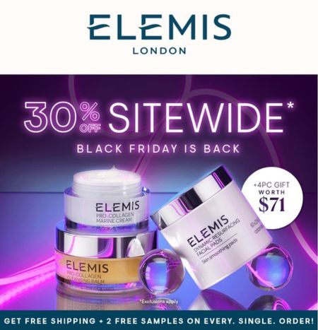 Elemis best sellers including my favorite exfoliator 30% off now with code RETURN for 1 more day only. Great luxury beauty gifts for her 

#LTKsalealert #LTKHoliday #LTKbeauty