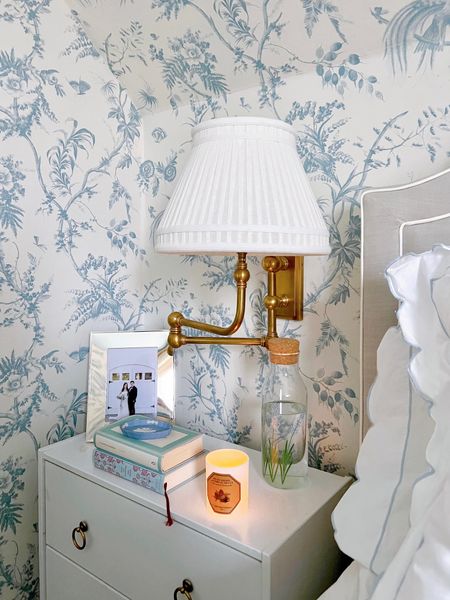 Blue and white bedroom