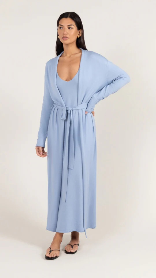 Sofia Long Line Cardigan - Sky Blue | Charli