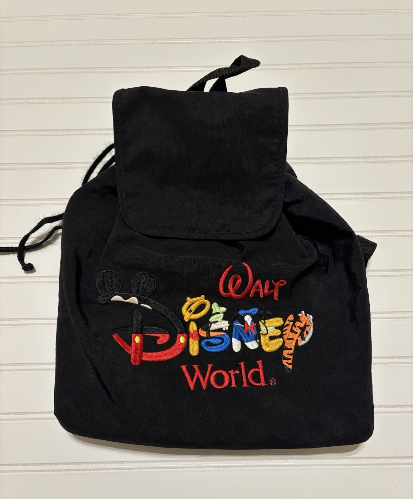 Disney Parks Walt Disney World Black Backpack  Mickey Mouse Embroidered Vintage | eBay US