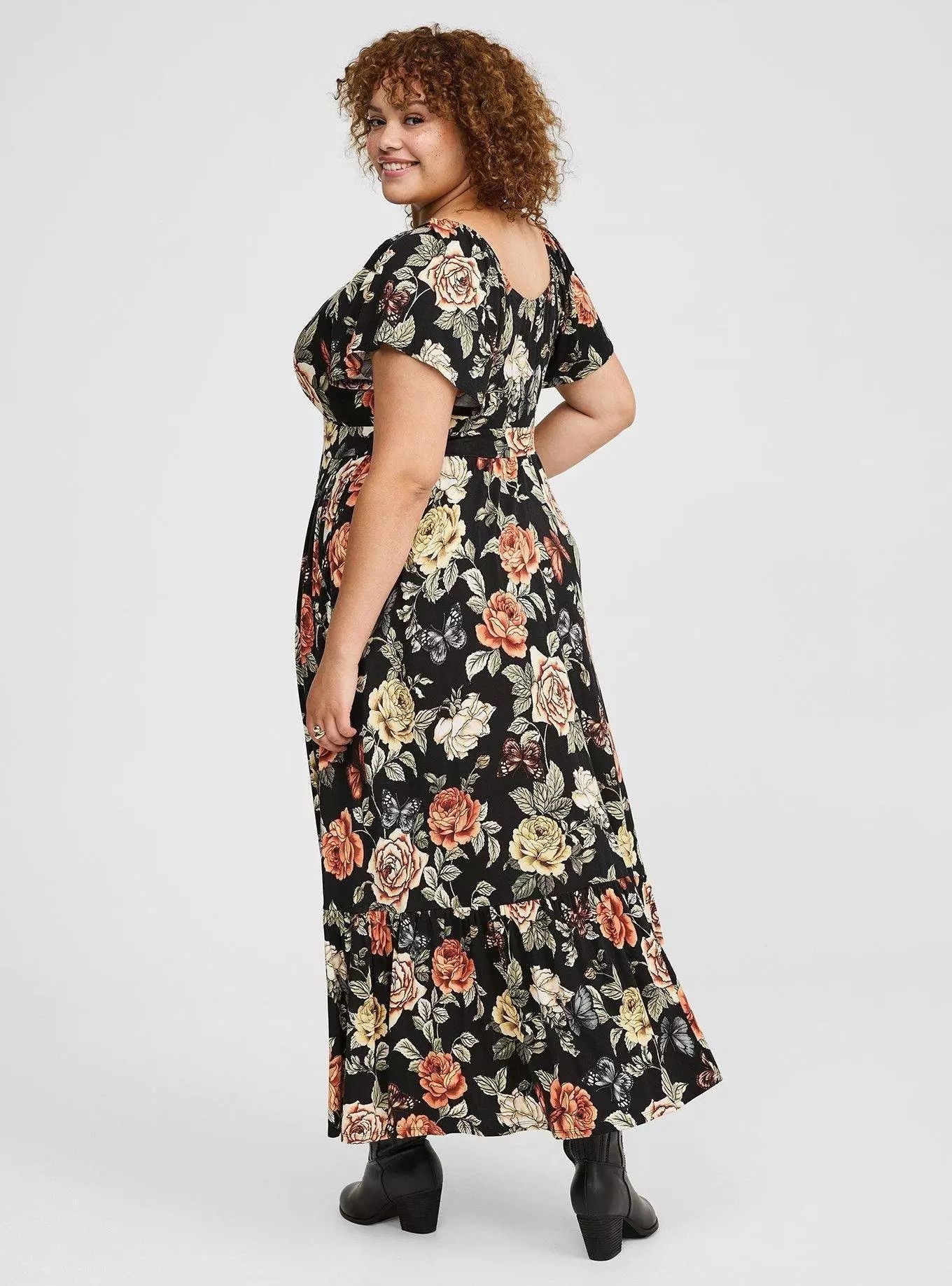 Maxi Jersey Flutter Sleeve Tiered Dress | Torrid (US & Canada)