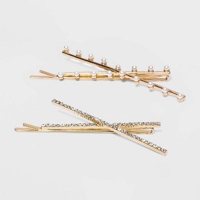 Glass Pearl Bobby Pin Set 2pc - A New Day™ Gold | Target