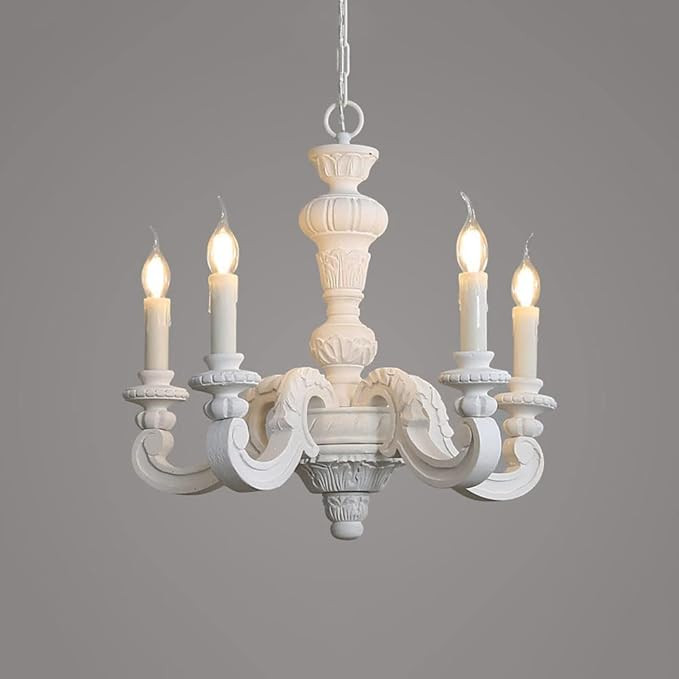TTBDDDYH 5-Light Rustic Farmhouse Wood Chandelier Elegant French Country Wooden Candle Chandelier... | Amazon (UK)