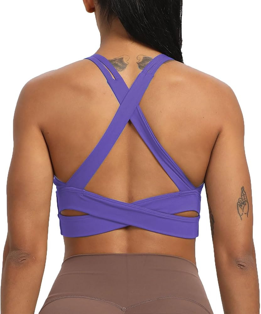 Aoxjox Women's Workout Sports Bras Fitness Backless Padded Trainning Infinity Active Gym Bra Yoga... | Amazon (US)