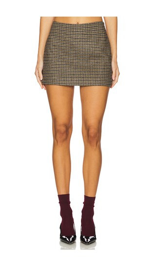EAVES Stav Mini Skirt in Tan. - size M | Revolve Clothing (Global)
