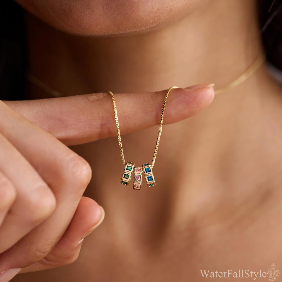 Personalized Circle Birthstone Necklace, Minimalist Rings Necklace, Dainty Birthstone Jewelry, Mo... | Etsy (US)