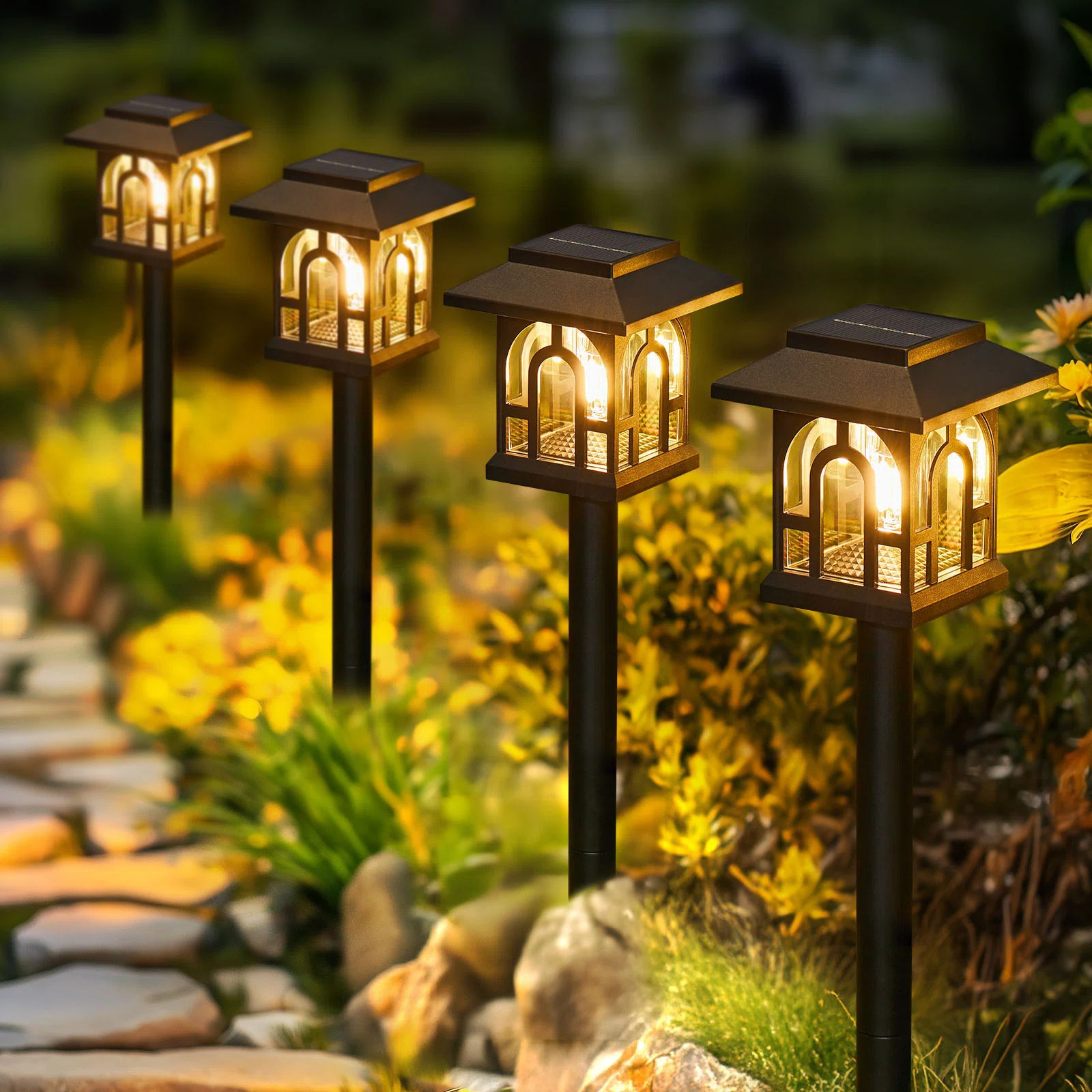 KOOPER Solar Pathway Lights Outdoor, Unique Solar Landscape Path Yard Lights, Auto On/off Solar P... | Wayfair North America