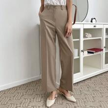 Womens Solid Color Straight Suit Pants | SHEIN