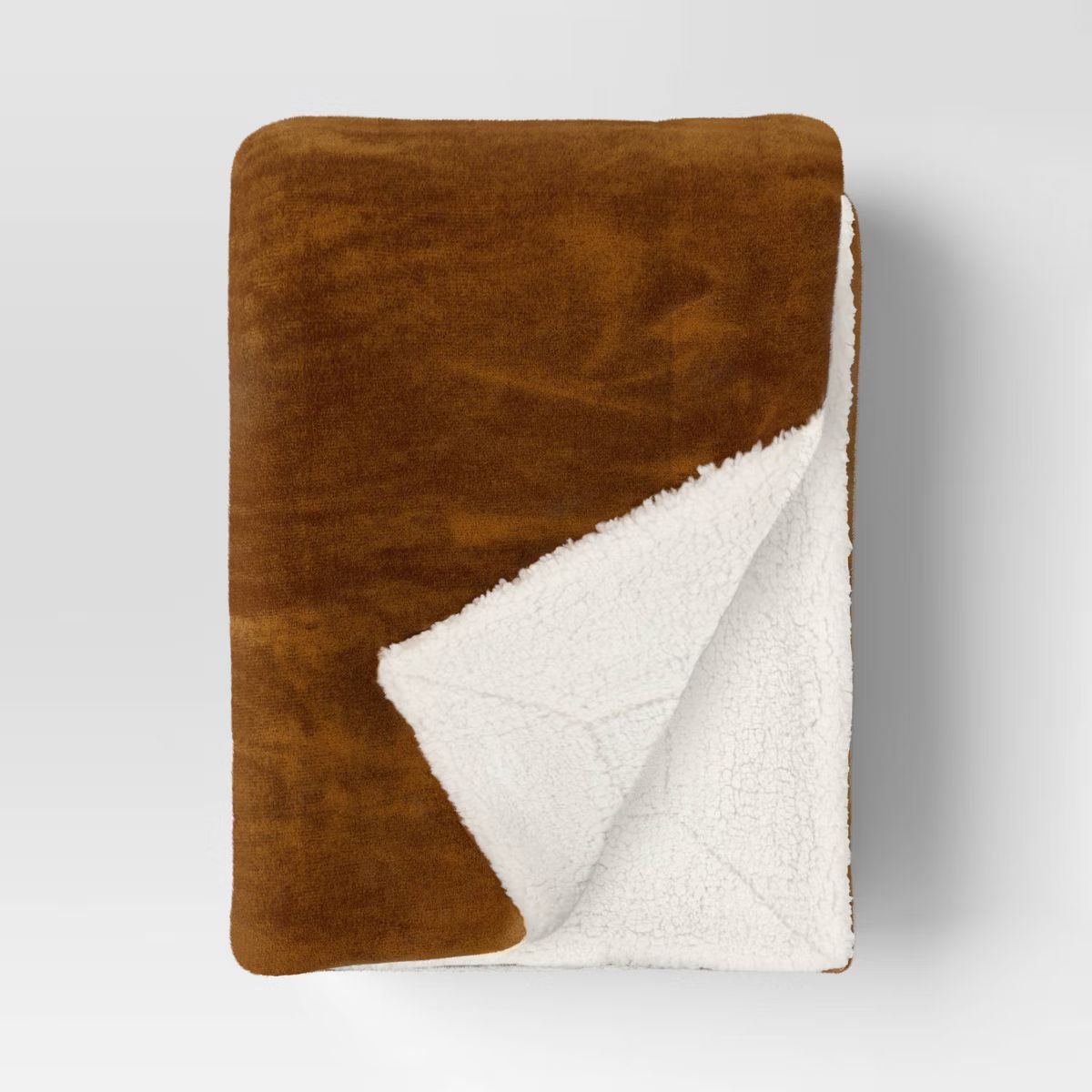 Solid Plush Throw with Faux Shearling Reverse Dark Tan - Threshold™ | Target