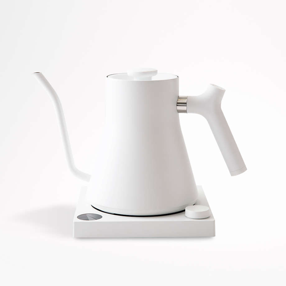 Fellow Stagg EKG Matte White Electric Kettle with Maple Handle + Reviews | Crate & Barrel | Crate & Barrel