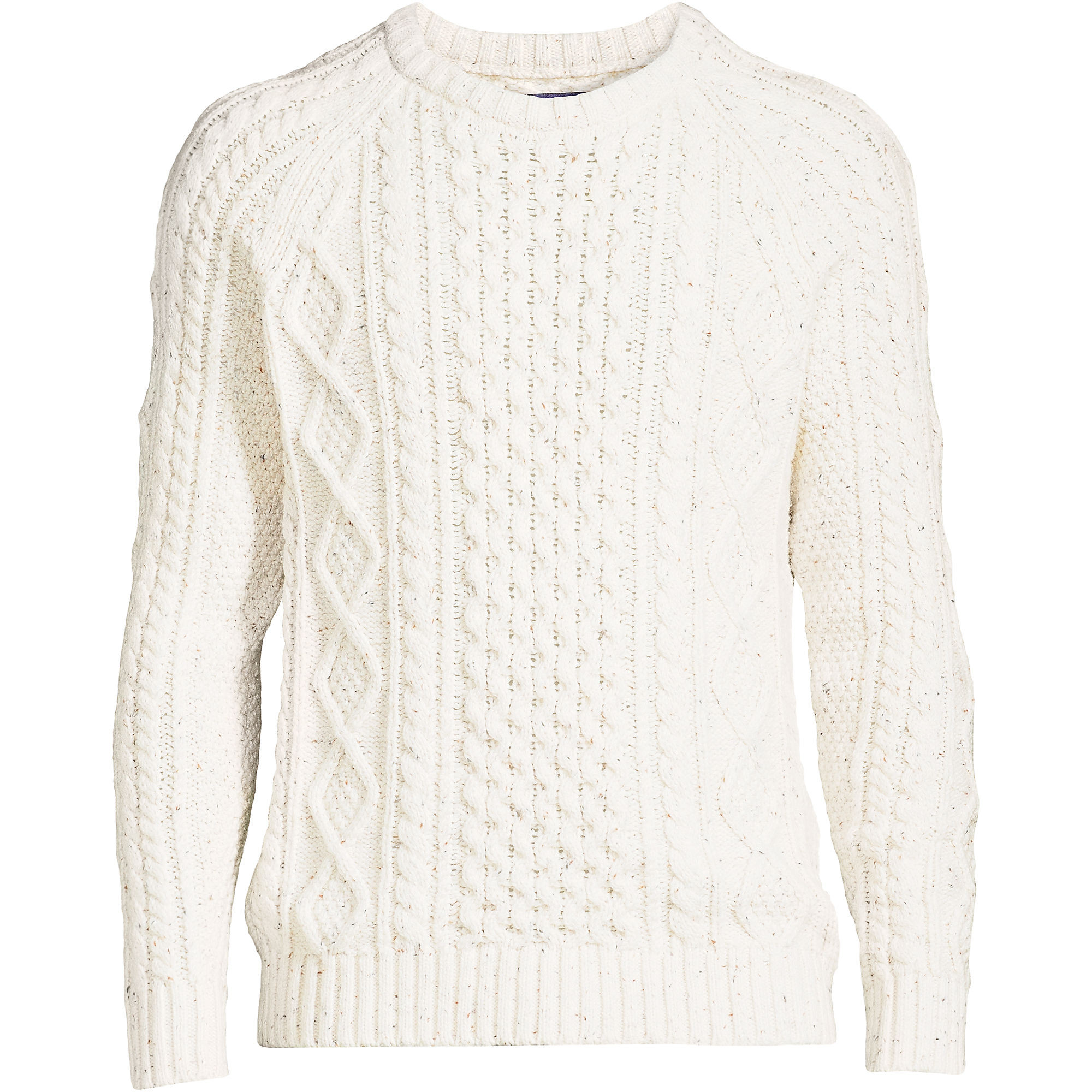 Men's Cotton Blend Aran Cable Crew Neck Sweater | Lands' End (US)