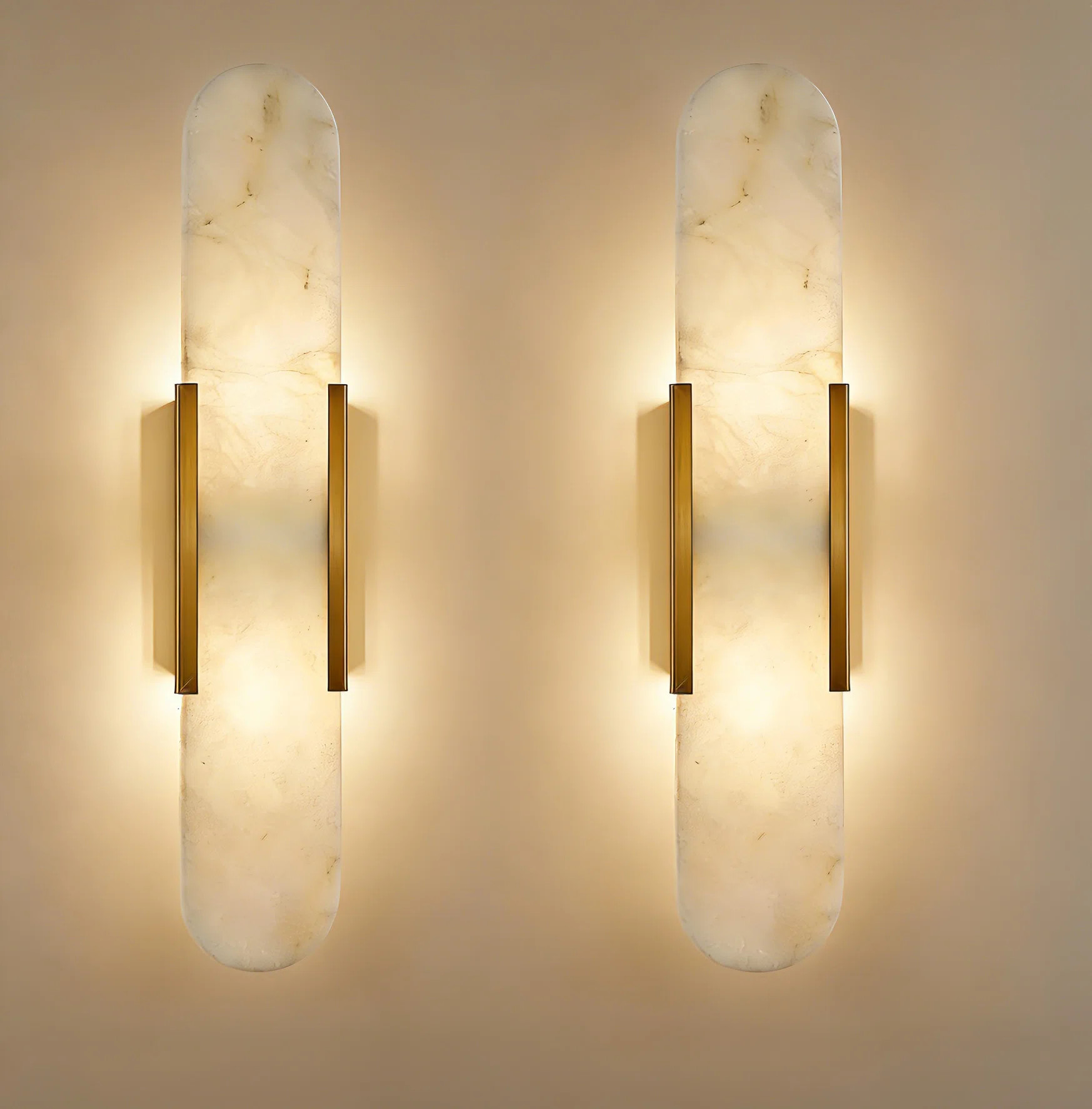 Orren Ellis 2 Pack Gold Alabaster Wall Sconce 19.7in Natural Marble Wall Light, Nordic Style | Wa... | Wayfair North America