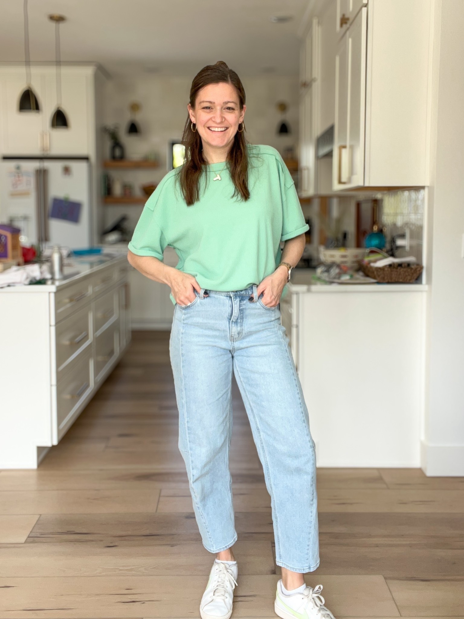 Causal Mom outfit! 
These jeans are so good and the price is even better 

#LTKmomlife #LTKdayinmylife #LTKootd