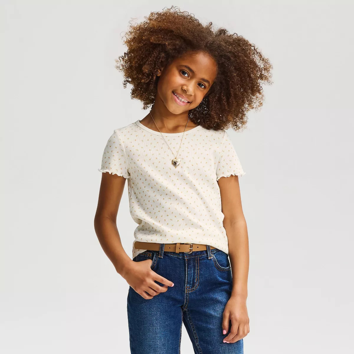 Girls' Short Sleeve Ribbed Fitted T-Shirt - Cat & Jack™ Ballet Pink XS | Target