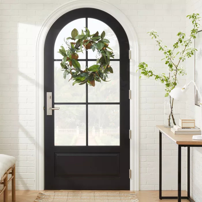 26" Artificial Magnolia Wreath White/Green - Threshold™ designed with Studio McGee | Target
