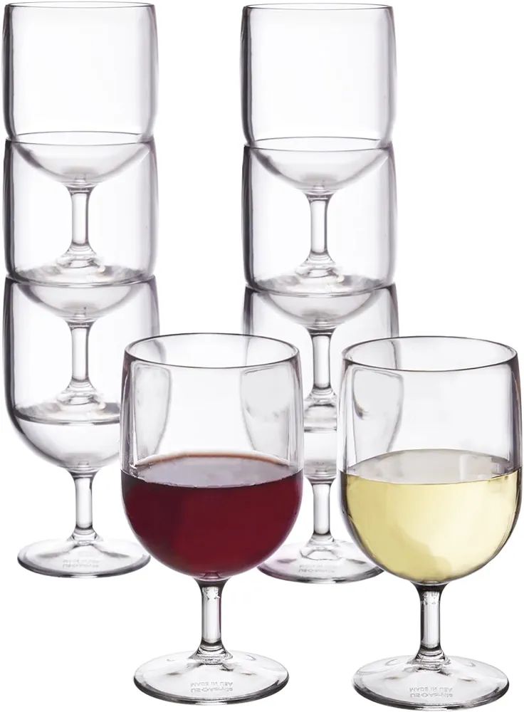 US Acrylic Stackable 8 ounce Plastic Wine Stems in Clear | Set of 8 Reusable, BPA-free, Made in t... | Amazon (US)