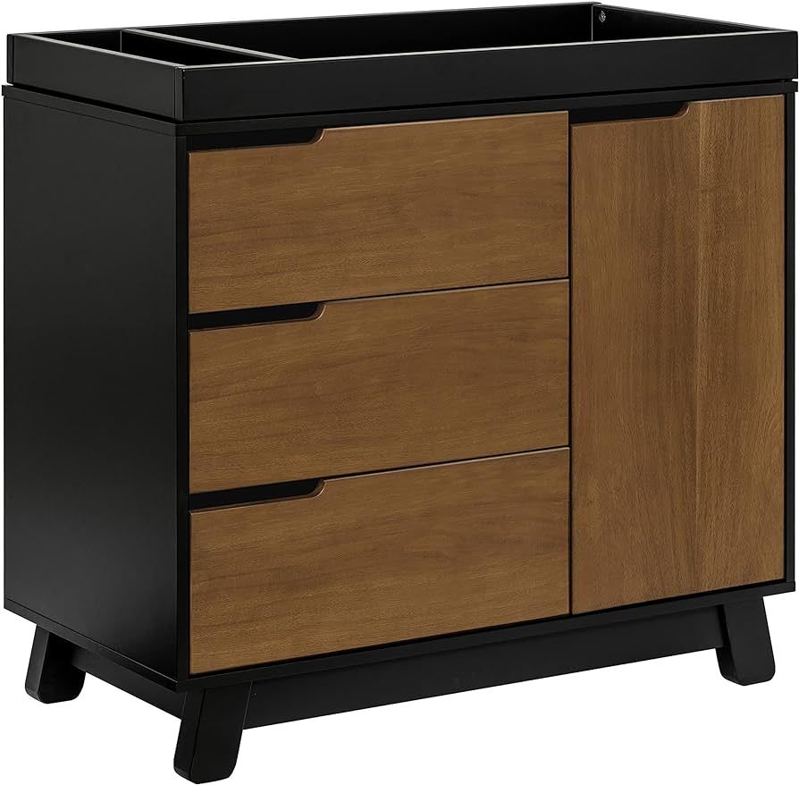 Babyletto Hudson 3-Drawer Changer Dresser with Removable Changing Tray in Black/Natural Walnut, G... | Amazon (US)