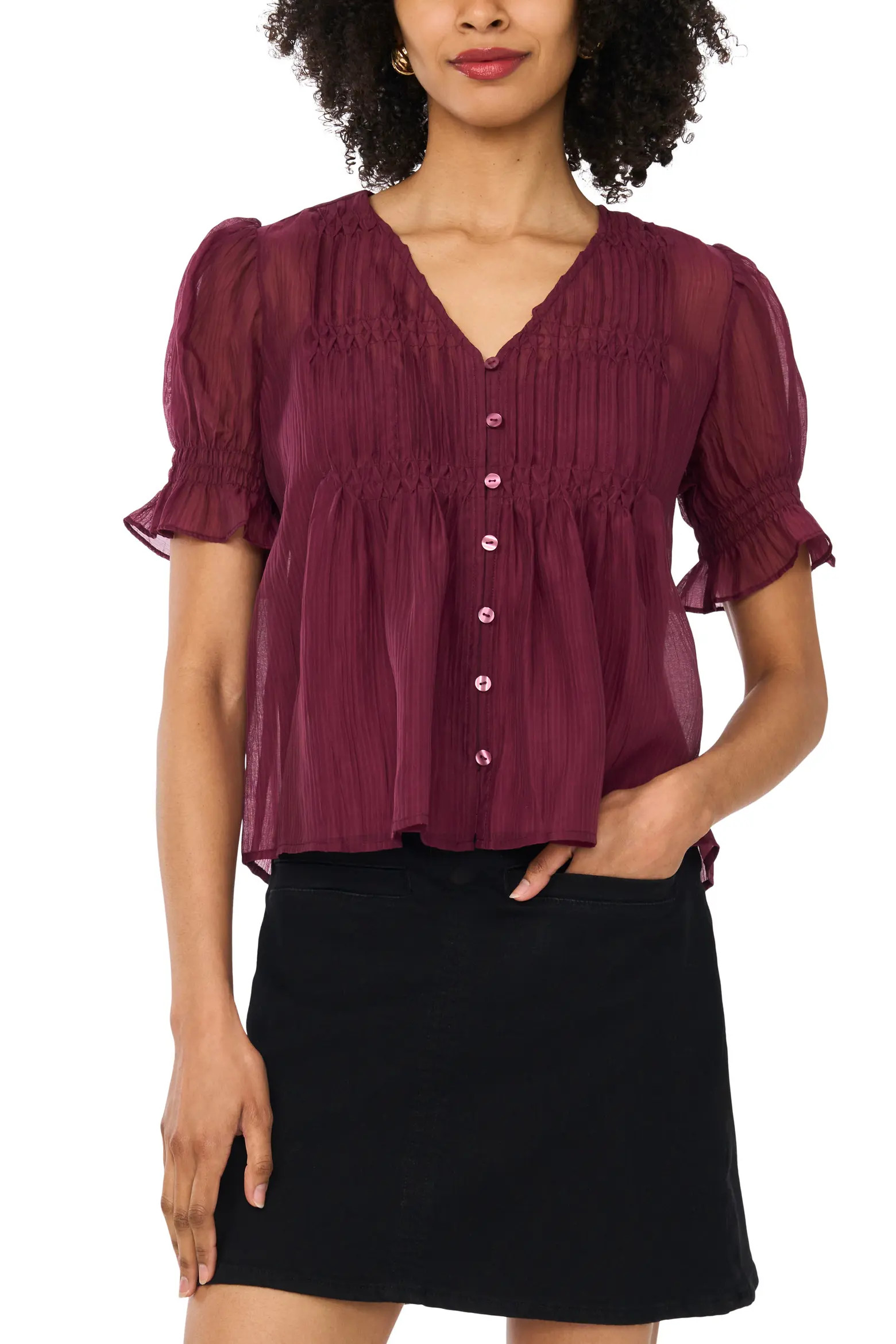Pintuck Chiffon Top (Women) | Nordstrom | Nordstrom