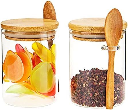 2 Pcs 17Oz,Glass Jar Containers with Bamboo Airtight Lid & Spoon,Stackable Glass Food Storage Can... | Amazon (US)