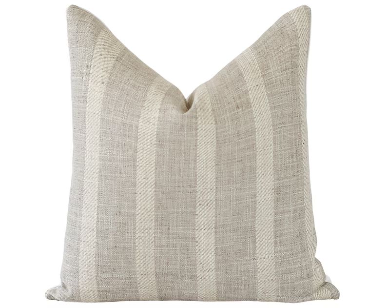 Grey Striped Linen Pillow Cover Linen Striped Lumbar Pillow - Etsy | Etsy (US)