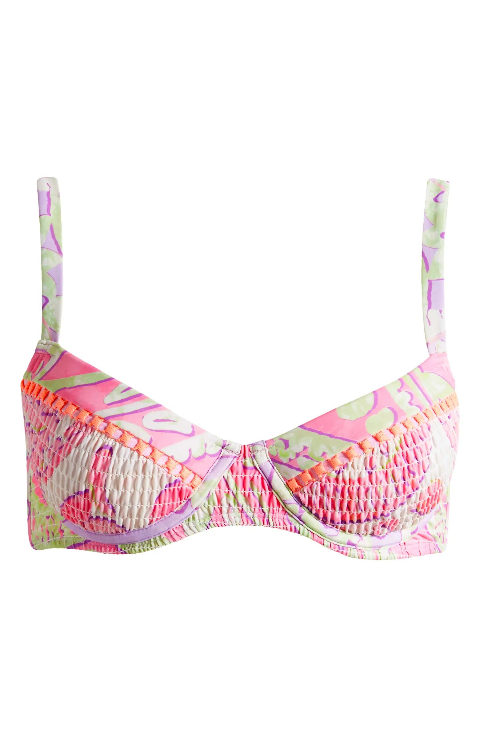 Smocked Mix Print Underwire Bikini Top | Nordstrom