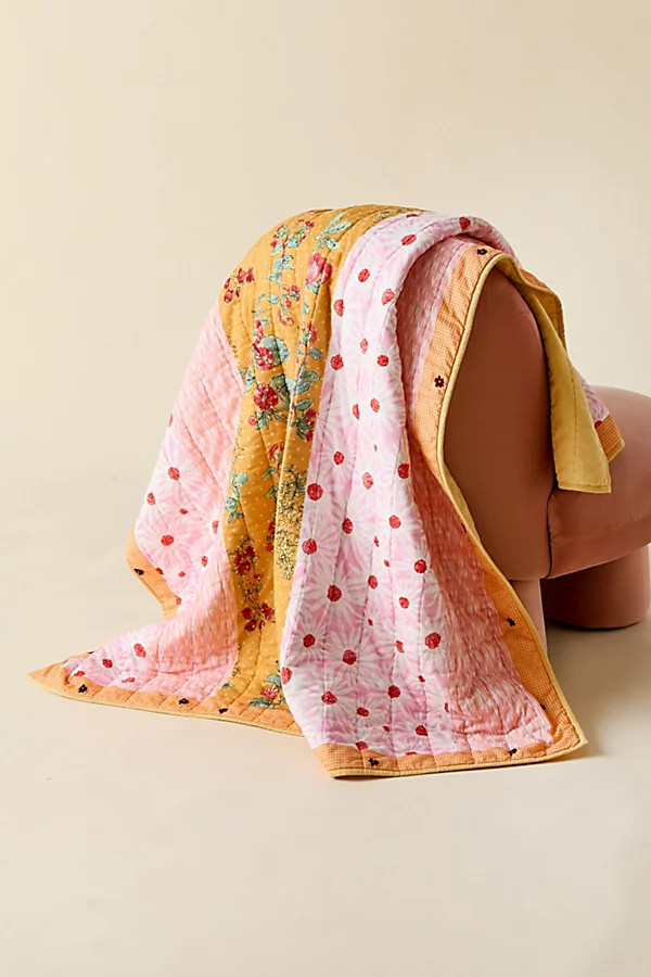 Jasmine Cotton Seed Stitch Quilted Throw Blanket in Patchwork at Urban Outfitters | Urban Outfitters (US and RoW)