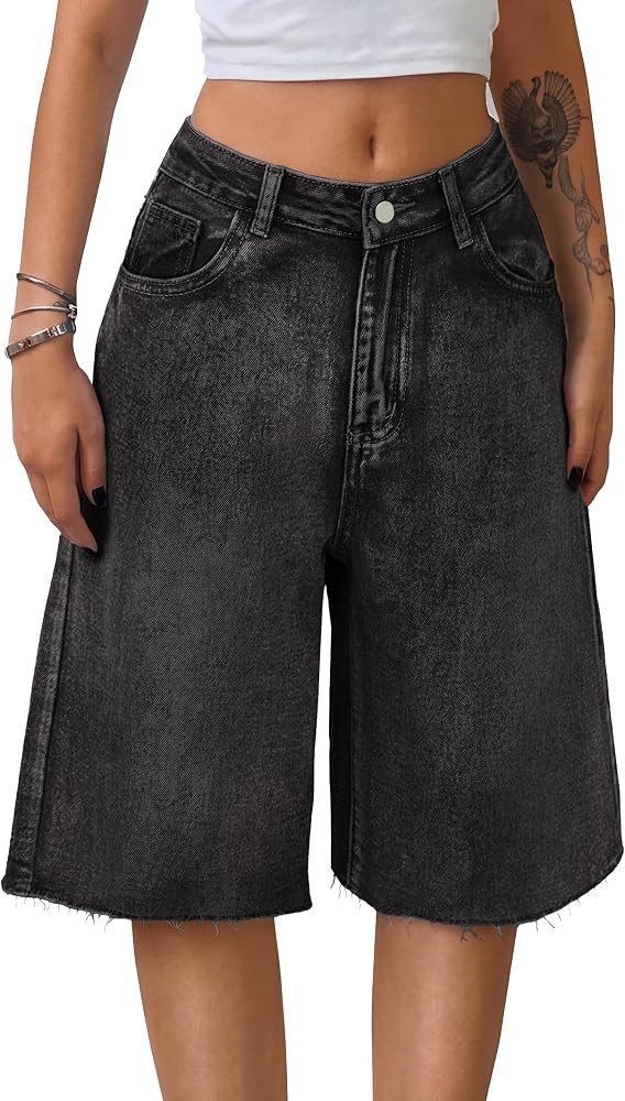 Women Jorts Baggy Jeans Jorts Outfits Mid-Low Waisted Denim Y2K Shorts Summer Hot Short Pants Str... | Amazon (US)