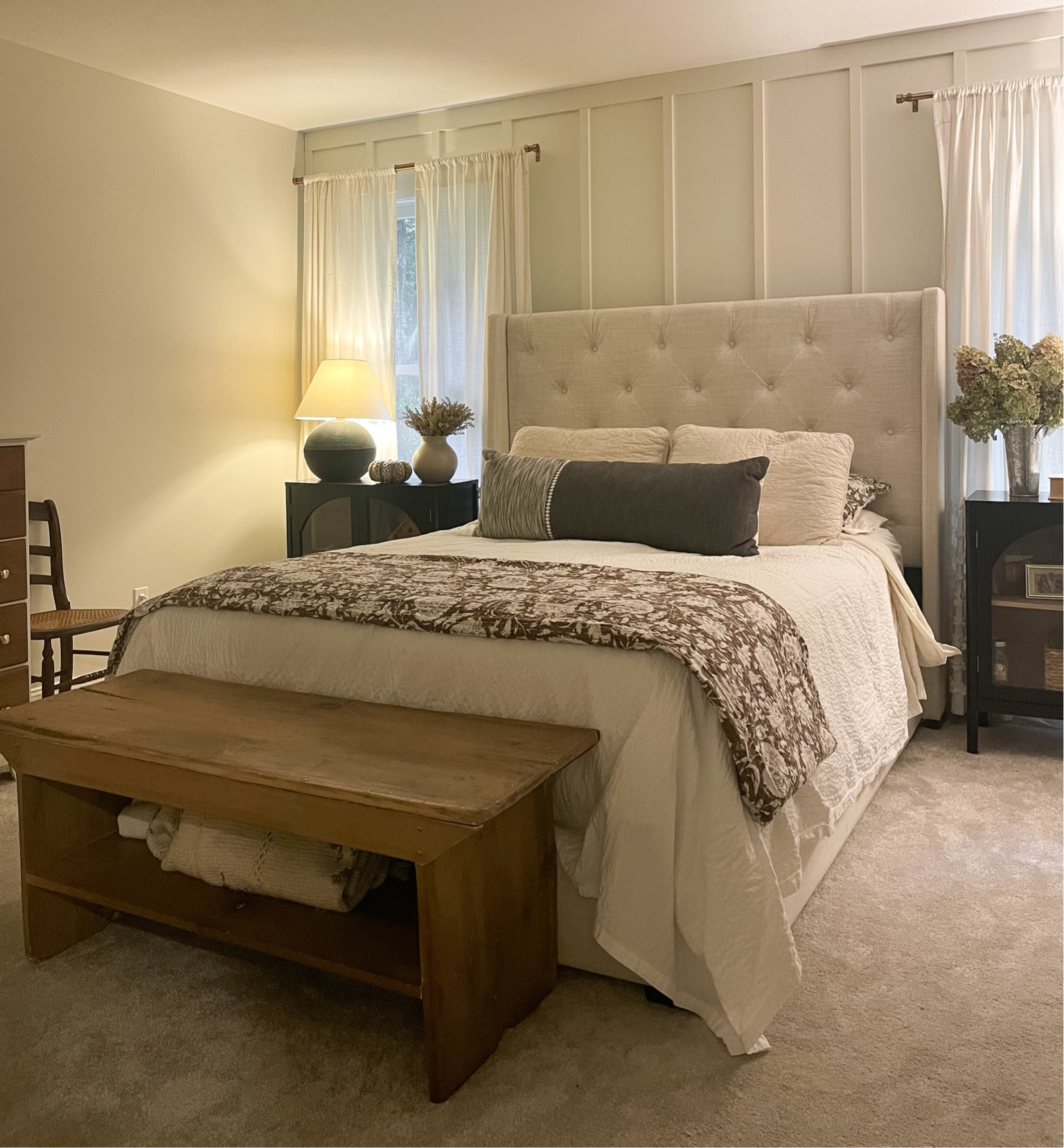 I just bought the most gorgeous kantha quilt from Etsy.  I love the richness it brings to our master bedroom.  

Kantha quilt.  Neutral master bedding.  Upholstered bed frame.  Upholstered headboard.  Black arched nightstands.  

#LTKhome #LTKfindsunder100