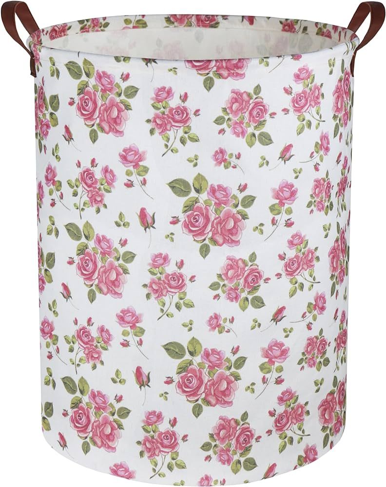 HIYAGON Roses Pink Laundry Basket Baby Girls Laundry Hamper Kids Toy Storage Bins Organizer Gift ... | Amazon (US)