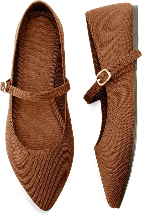 Pointed Toe Flats Knit Ballet Flat Shoes for Women Comfortable with Adjustable Strap,Washable Dre... | Amazon (US)