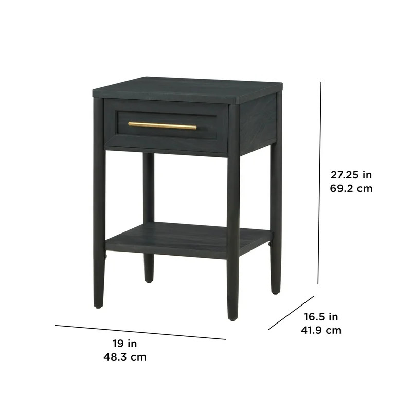 Better Homes & Gardens Oaklee Square End Table with Small Storage Drawer, Charcoal Finish | Walmart (US)