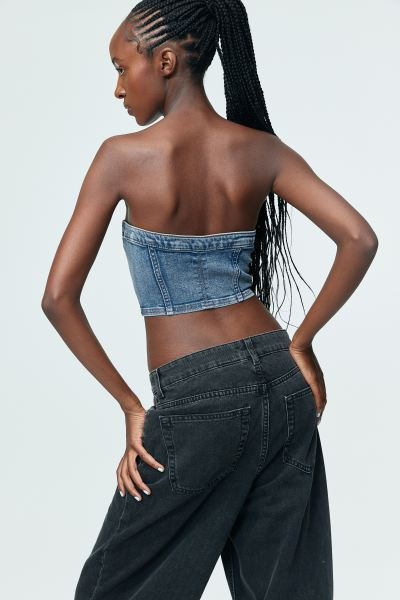 Denim Bustier-style Top - Denim blue - Ladies | H&M US | H&M (US + CA)
