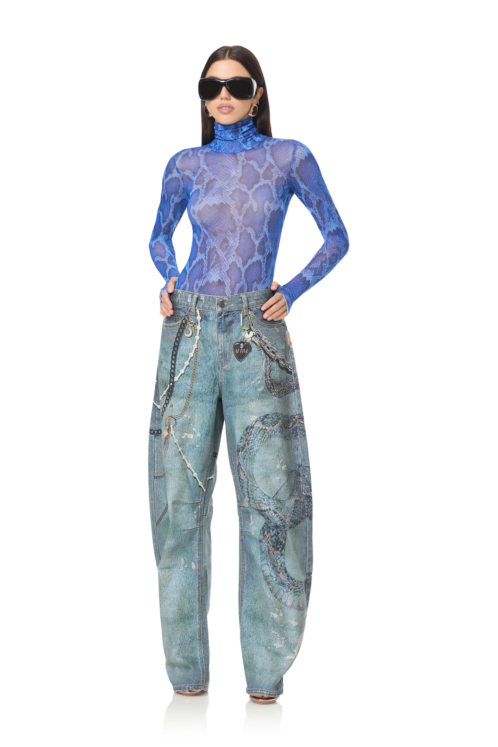 Zadie Top - Cobalt Snake | ShopAFRM