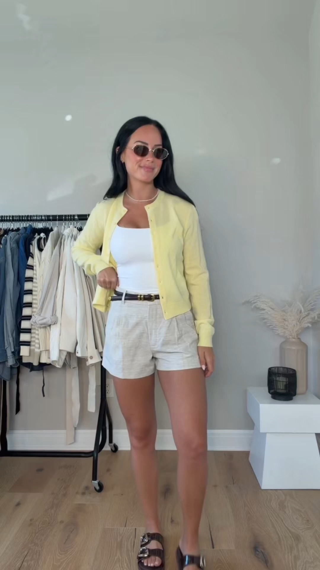 Chic Summer Outfit 💛 I will have all the details on my LTK.

My sizing 5’7, 145lbs, 32dd
I’m wearing size small tops, size 6 short 

@Aritzia