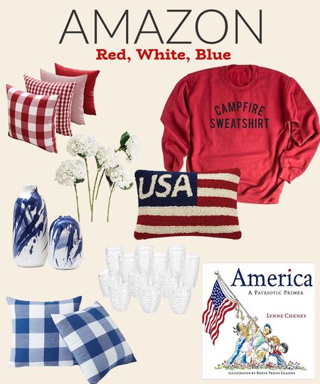 Amazon patriotic finds ♥️ throw pillow covers? USA flag pillow, hobnail plastic drink ware, Childress book, vase, faux hydrangeas 

#LTKSeasonal #LTKsalealert #LTKfamily