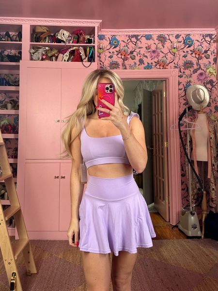Popflex digital lavender fiddle bra and twirl skirt skirt girly cute workout set 
Wearing medium top (small was sold out but it’s TTS) and small skirt 

#LTKfindsunder50 #LTKfitness #LTKfindsunder100