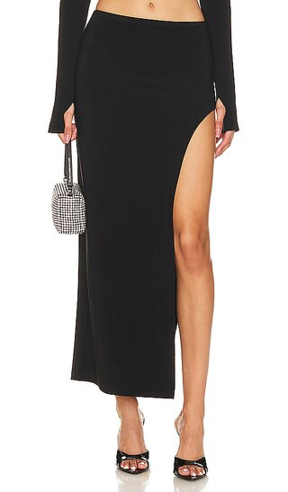 Marissa Wide Slit Skirt in Black | Revolve Clothing (Global)