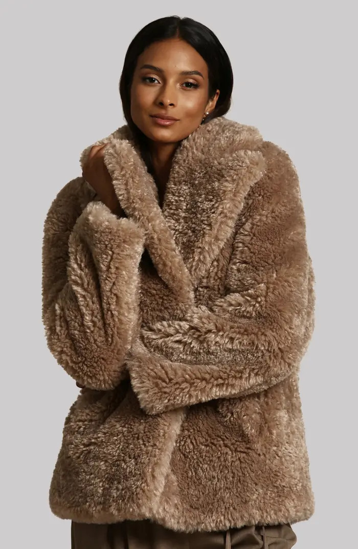 Notched Collar Faux Fur Coat | Nordstrom