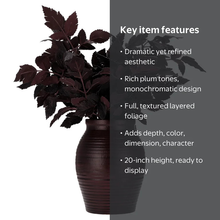 My Texas House Halloween Layered Foliage Arrangement in Vase, Plum, 20" | Walmart (US)