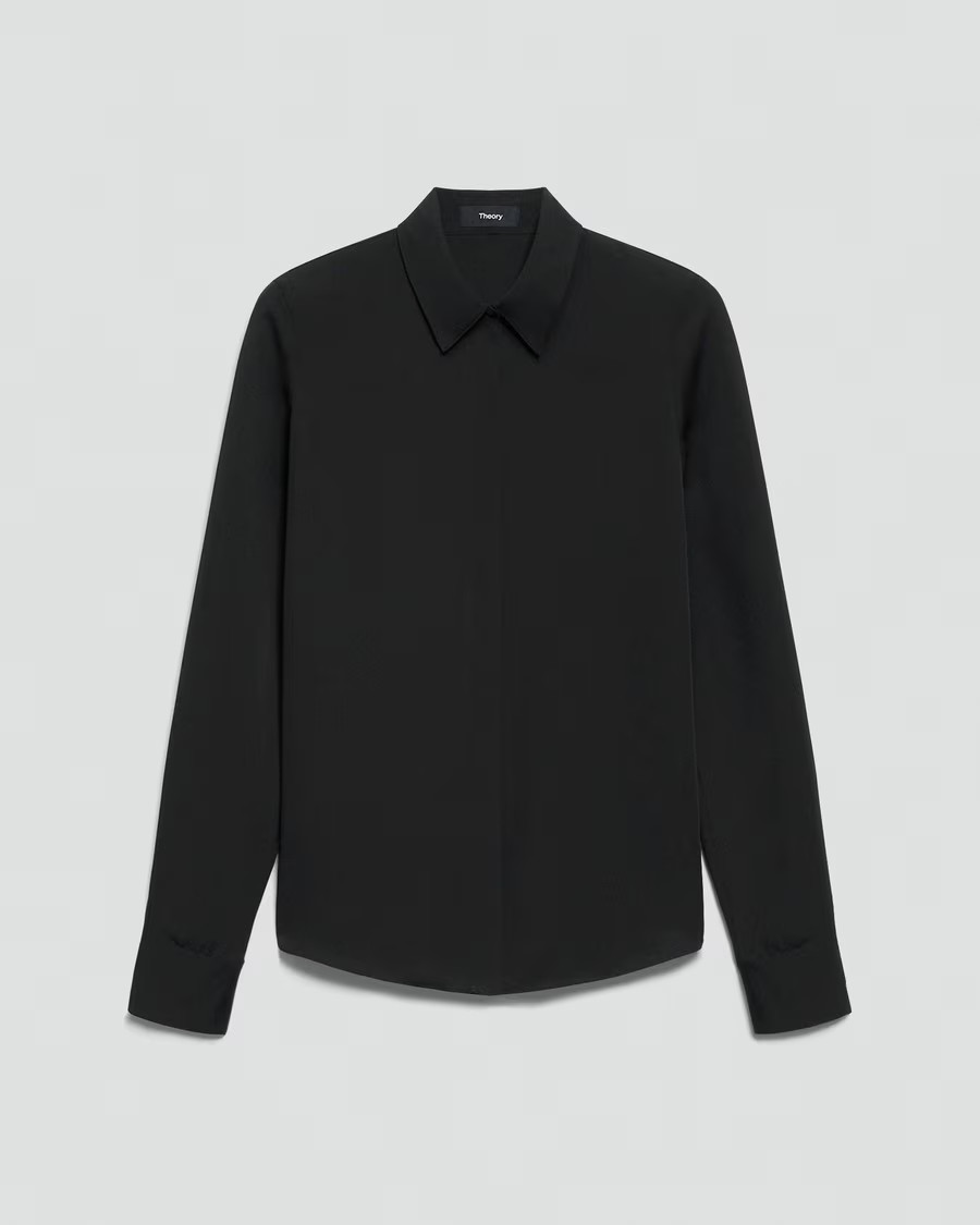 Fitted Shirt in Silk Georgette | Theory