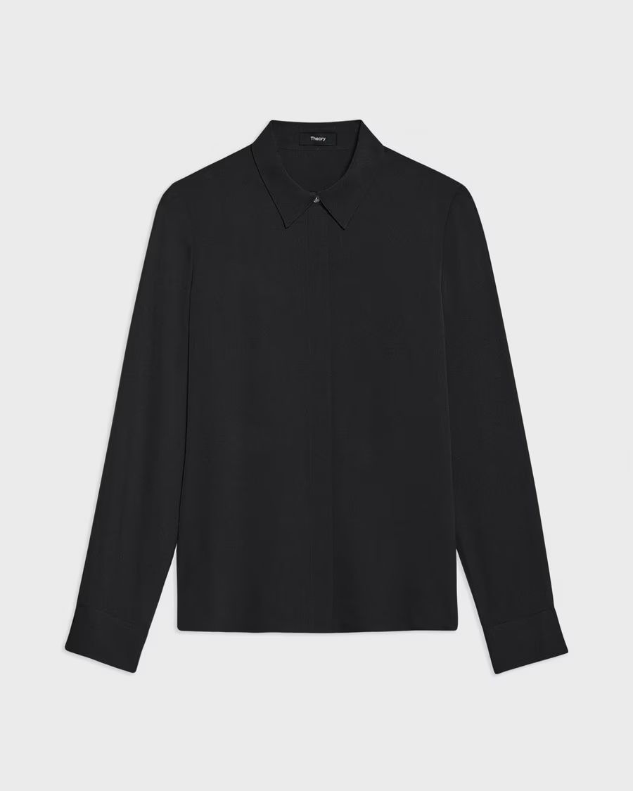 Fitted Shirt in Silk Georgette | Theory