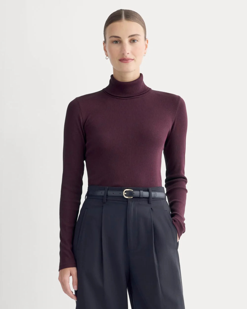 The Luxe Rib Turtleneck | Heathered Port Royale | Everlane