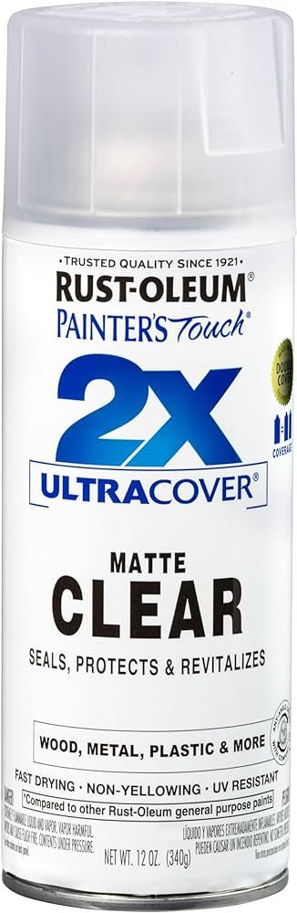 Rust-Oleum 334022 Painter's Touch 2X Ultra Cover Spray Paint, 12 oz, Matte Clear | Amazon (US)