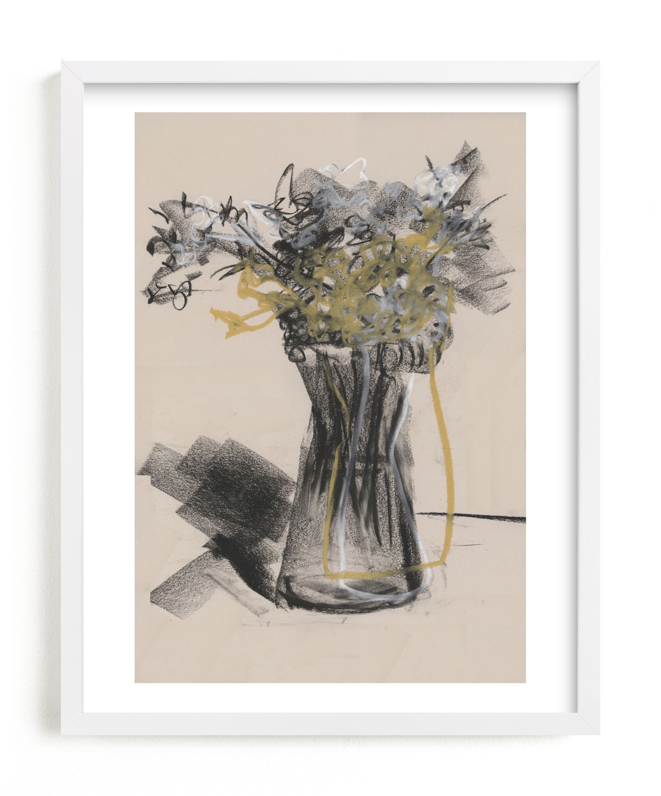 "Vase of flower gestural drawing exercise" - Drawing Limited Edition Art Print by Bethania Lima. | Minted