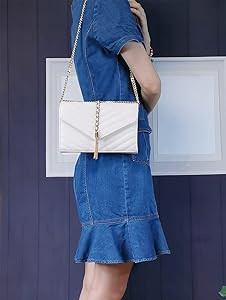 YXBQueen Black Quilted Purse Shoulder Bag Vegan Leather Handbags Clutch Purses for Women | Amazon (US)