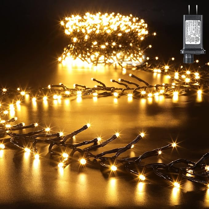 Quntis Cluster Christmas Tree Lights - 760 LEDs 25FT Waterproof Black Wire Firecrackers String Li... | Amazon (US)