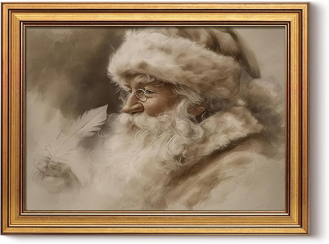WHASAYART Gold Framed Vintage Wall Art Christmas Decorations Santa Claus Canvas Prints, Vintage H... | Amazon (US)